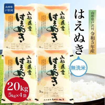 [先行受付] 2023年12月中旬発送 令和5年産 山形県戸沢村 厳選 はえぬき【無洗米】20kg