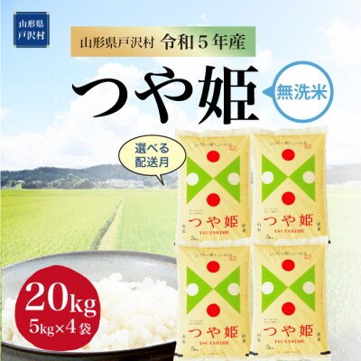 <令和5年産米> 特別栽培米 つや姫 【無洗米】 20kg(5kg×4袋) 山形県 戸沢村