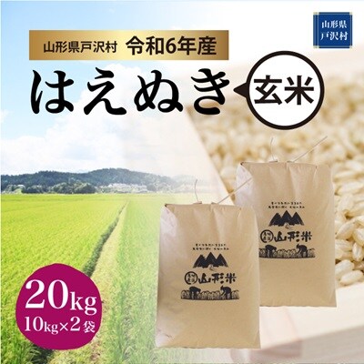 令和6年産米受付＞令和7年2月中旬発送 はえぬき 【玄米】 20kg(10kg×2  