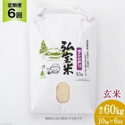 米 定期便 6回 コシヒカリ「弘宝米」 玄米 10kg 計60kg [中西農場 38601287] 