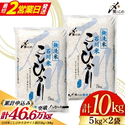 【最短2営業日発送】【無洗米】米 こしひかり 5kg 2袋計10kg [38601205-sp]