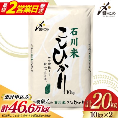 【最短2営業日発送】令和7年 石川米 こしひかり 精米 20kg [38601199-sp]