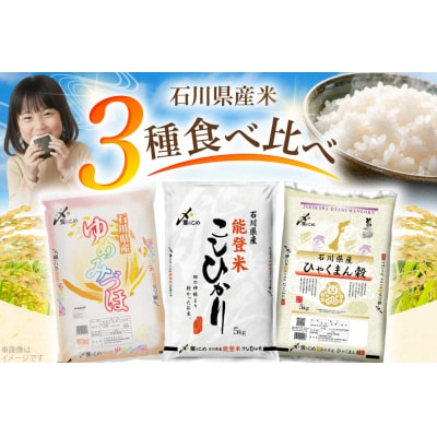 米 定期便 石川のお米 食べ比べ 5kg 3回 総計15kg こしひかり [38601399]