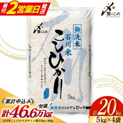 米 令和7年 無洗米 こしひかり 精米 5kg 4袋 計 20kg [38601425-sp] 
