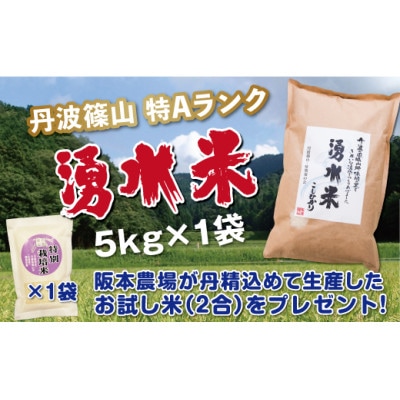 丹波篠山産　特Aランク　湧水米(わきみずまい)精米　5kg×1袋