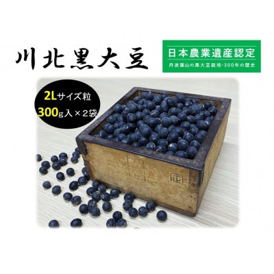 【2024年12月収穫新豆　予約】川北黒大豆　2Lサイズ粒　300g×2袋
