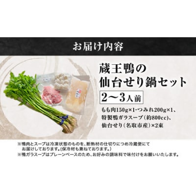 蔵王鴨 仙台せり鍋セット2～3人前　【04301-0121】