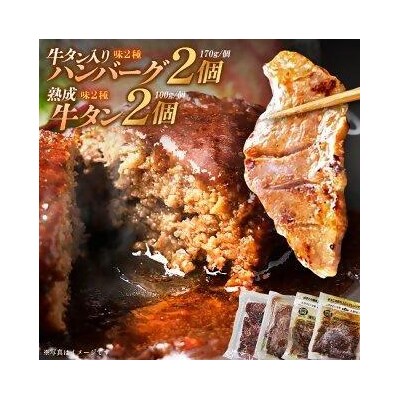 牛タン入りハンバーグ(和風・デミグラス)&柔らか牛タン(タレ・塩)セット【04301-0757】