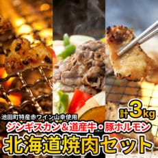 3種の北海道焼肉セット(ジンギスカン・道産味付豚ホルモン・北海道産牛にんにく味噌ホルモン)3kg