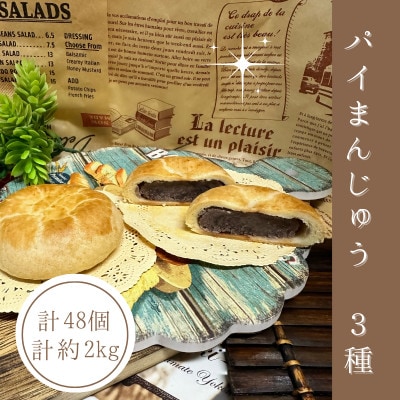 【訳あり】サクサク&モチモチ!パイまんじゅう3種　48個　約2kg
