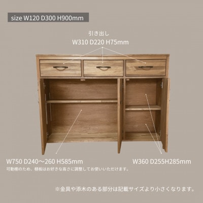 【完成品お届け】反り止め付きで安心 W120 リビングボード 収納 キャビネットna276
