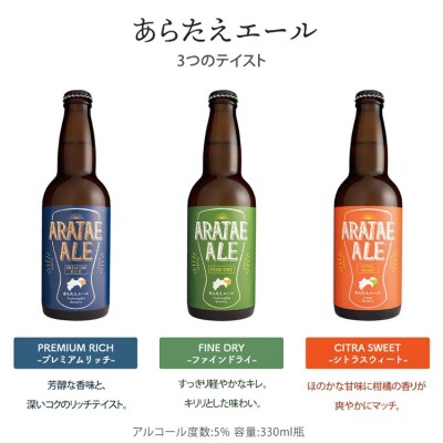 あらたえエール　徳島うまれのクラフトビール!　3種×4本　計12本【CN067】