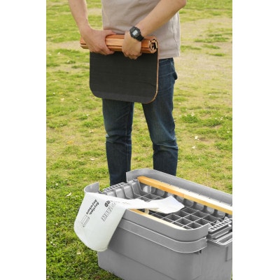 アウトドア　収納ケース　DIY風テーブルトップセット　グレー　Mサイズ