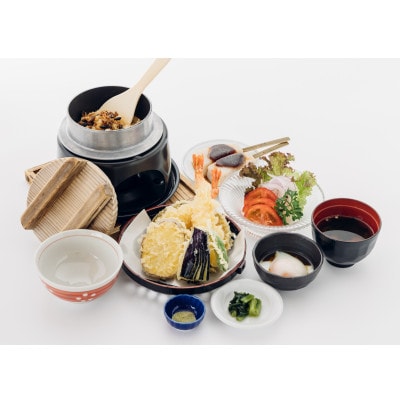 くしはら温泉ささゆりの湯　「くしはら亭」へぼ釜飯天ぷらセット　温泉入浴券付