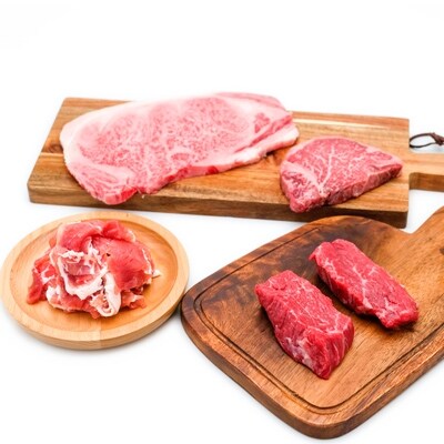 和牛イチボステーキ + 和牛シャトーブリアン + 和牛A5ステーキ250g + 黒豚生ハム1P