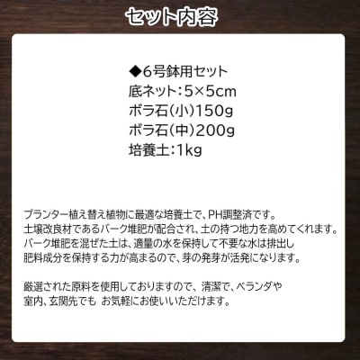 培養土　【植え替え土セット】　観葉植物の土　6号 E105