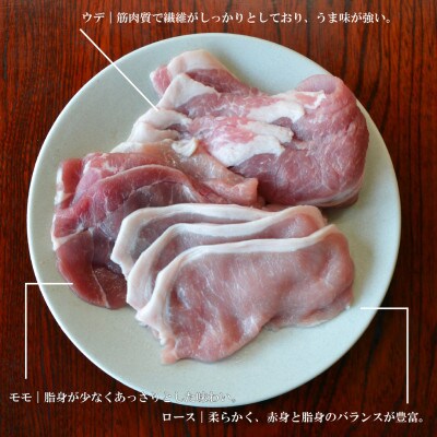 いわて純情豚 遠野産 亜麻豚 焼肉用 食べ比べ 合計600g ロース モモ ウデ 肉 各 200g