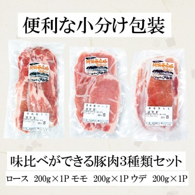 いわて純情豚 遠野産 亜麻豚 焼肉用 食べ比べ 合計600g ロース モモ ウデ 肉 各 200g