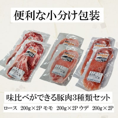 いわて純情豚 遠野産亜麻豚 しゃぶしゃぶ用 食べ比べ合計1.2kg (ロース、モモ、ウデ各400g)