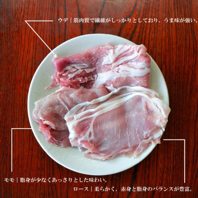 いわて純情豚 遠野産亜麻豚 しゃぶしゃぶ用 食べ比べ 合計600g ロース モモ ウデ肉　各200g