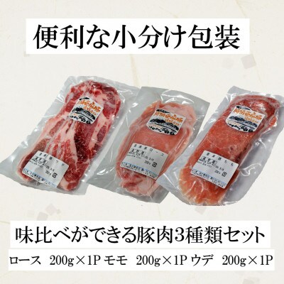 いわて純情豚 遠野産亜麻豚 しゃぶしゃぶ用 食べ比べ 合計600g ロース モモ ウデ肉　各200g