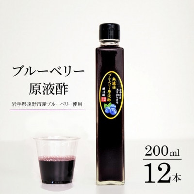 【無濾過】 ブルーベリー原液酢 200ml×12本 道の奥ファーム