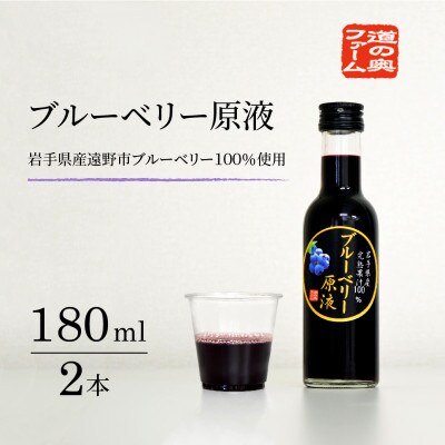 【栽培期間中農薬不使用】遠野のブルーベリーから絞った原液 180ml×2本セット 道の奥ファーム
