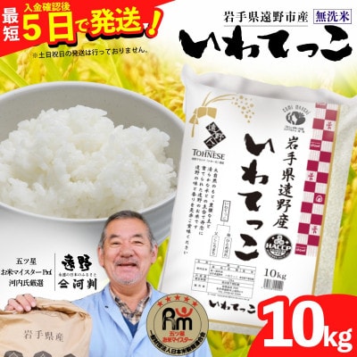 【令和7年産】いわてっこ(無洗米) (精米)岩手県遠野市産 10kg 河判