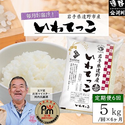 【毎月定期便】五つ星お米マイスター厳選 遠野産 いわてっこ 精米 5kg 全6回