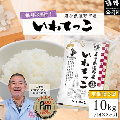 【毎月定期便】五つ星お米マイスター厳選 遠野産 いわてっこ 精米 10kg 全3回