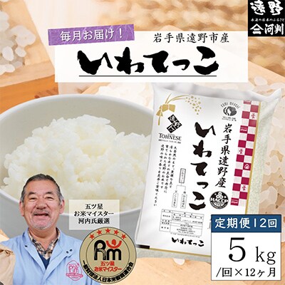 【毎月定期便】五つ星お米マイスター厳選 遠野産 いわてっこ 精米 5kg 全12回