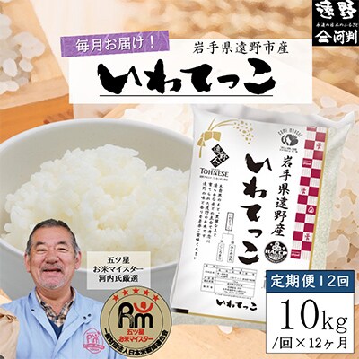 【毎月定期便】五つ星お米マイスター厳選 遠野産 いわてっこ 精米 10kg 全12回