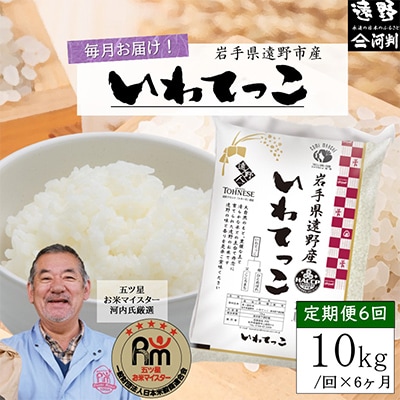 【毎月定期便】五つ星お米マイスター厳選 遠野産 いわてっこ 精米 10kg 全6回