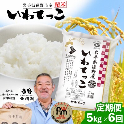 【毎月定期便】岩手県 遠野産 いわてっこ 精米 5kg 河判全6回