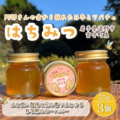 阿部さんの倉から採れた 日本ミツバチ 蜂蜜 【55g×3】遠野食工房蔵