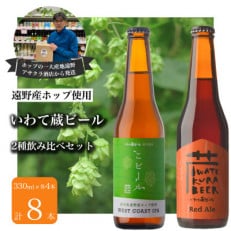 いわて蔵ビール 2種飲み比べ 8本セット クラフトビール レッドエール こビール &lt;遠野産 ホップ&gt;