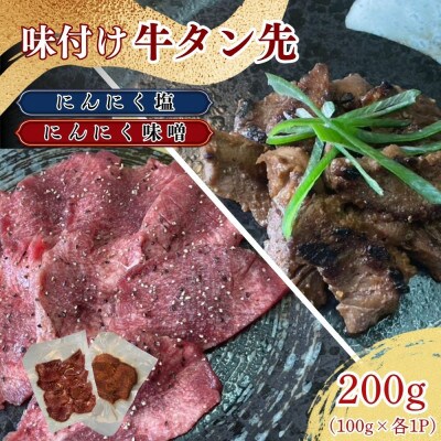 牛タン先 ガーリックな塩味 ワイルドな味噌味 各100g×2種セット【ほるもん亭】