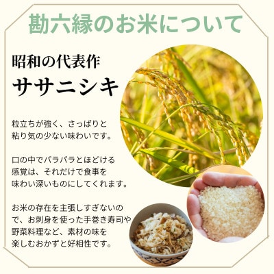 【毎月定期便】ササニシキ 白米 精米 5kg 栽培期間中農薬不使用 岩手県 遠野市 勘六縁全12回