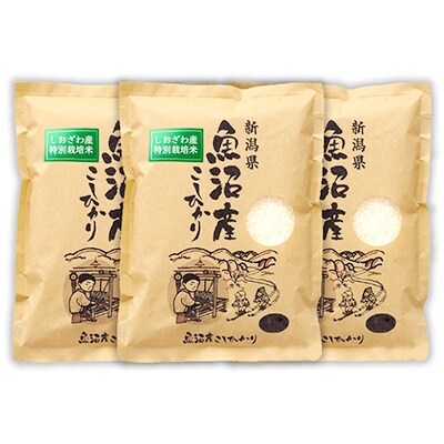 「2021年3月中旬発送」【令和2年産】特別栽培米『南魚沼産コシヒカリ精米』100塩沢5kg×3