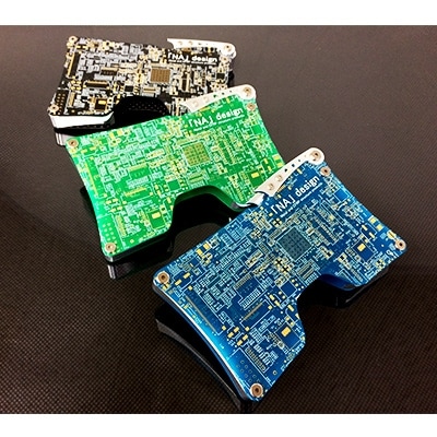 リアルな基板を使用したオリジナルカードケース「NA」design KIBAN CARD CASE・黒