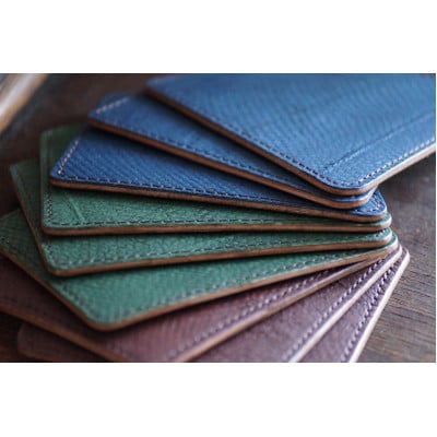 女川銀鮭レザーのコースター 3点セット(縹・深碧・錆)