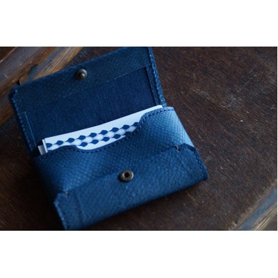 【Dear Fish】女川銀鮭レザー　カードケース(名刺入れ)/キーホルダーセット Color:縹