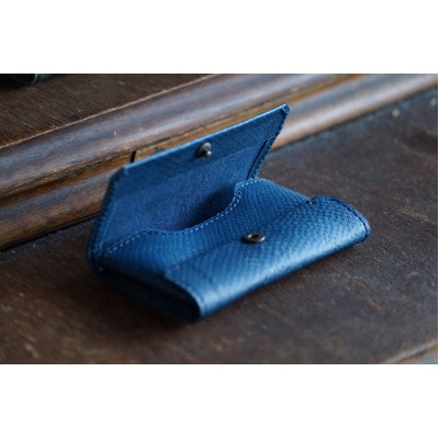 【Dear Fish】女川銀鮭レザー　カードケース(名刺入れ)/キーホルダーセット Color:縹