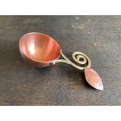 銅製  コーヒーメジャースプーン(丸型・葉)  【EE02】