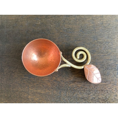 銅製  コーヒーメジャースプーン(丸型・葉)  【EE02】