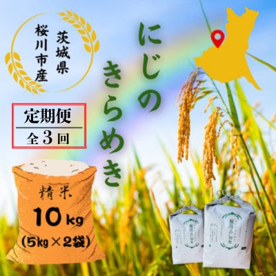 【毎月定期便】桜川市産にじのきらめき 計10kg(5kg×2袋)全3回
