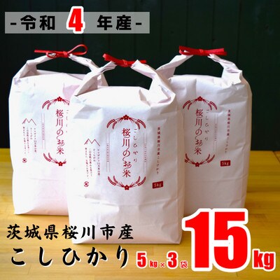 ★年明け発送★【農家応援】令和4年産「茨城県桜川市産こしひかり」15kg
