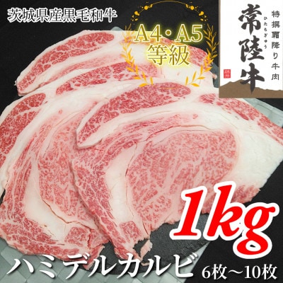 【常陸牛】ハミデルカルビ 1kg(6～10枚)