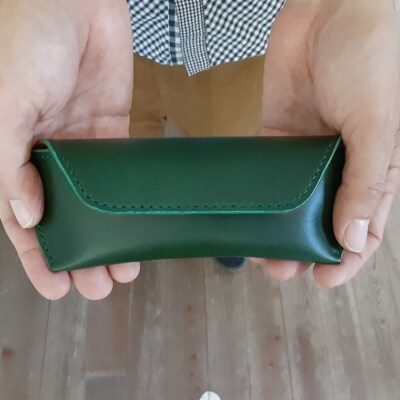 イトモノカラフル　革のメガネケース/グリーン C-51