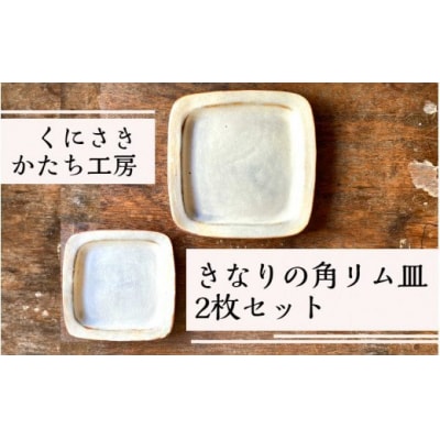 くにさきかたち工房のきなりの角リム皿2枚セット_1957R